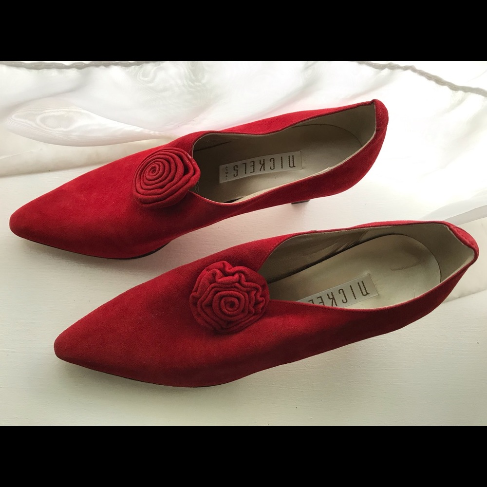 Nickels red suede heeled shoes